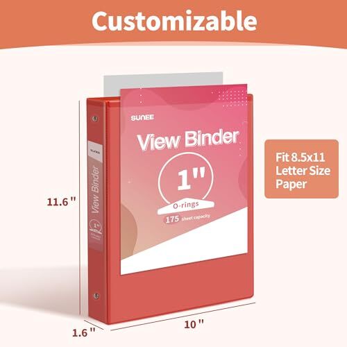 3 Ring Binder 6 Pack, Clear View Binder Three Ring 1 Inch Classic Assortment