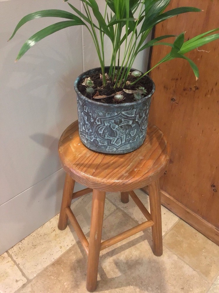 Vintage Pine Button Round Stool