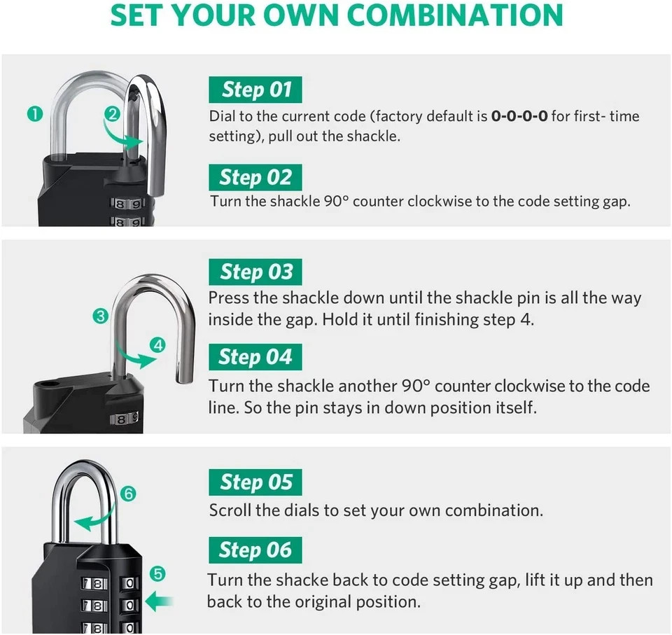 Combination Lock Resettable 4 Digit with Combination, Waterproof