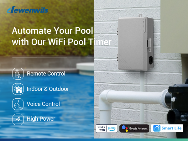 DEWENWIL WiFi Pool Pump Timer, Wireless Controller Timer for Pool, Water Heater,