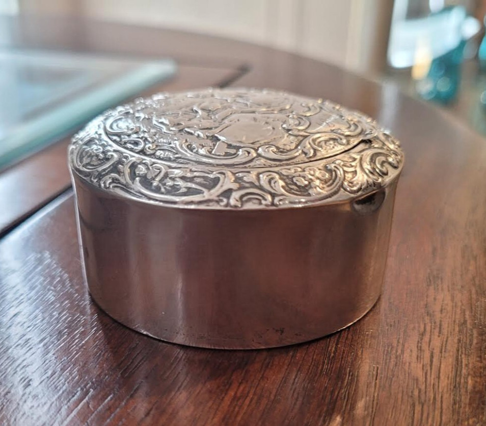 2 1/2" Sterling Silver Ornate Pill Box
