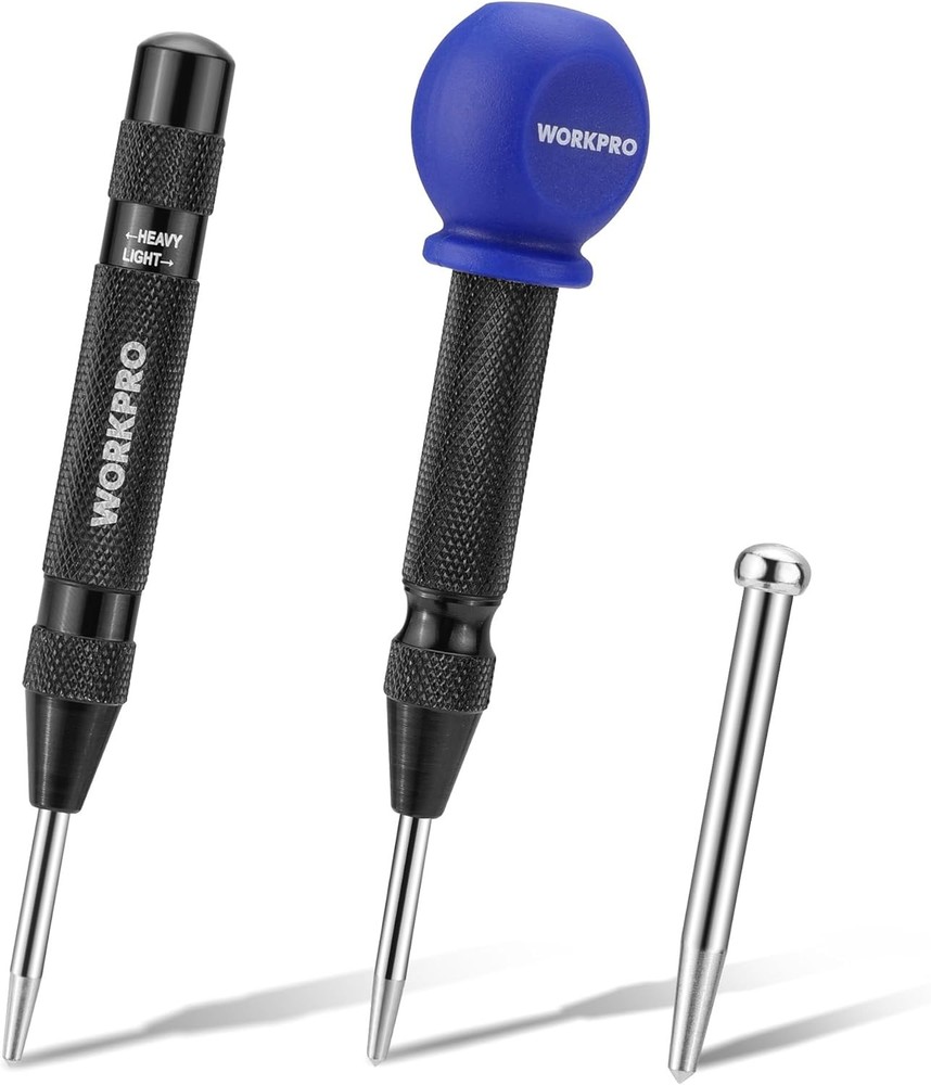 WORKPRO 2PCS Automatic Center Punch with an Extra Replacement Tip,...
