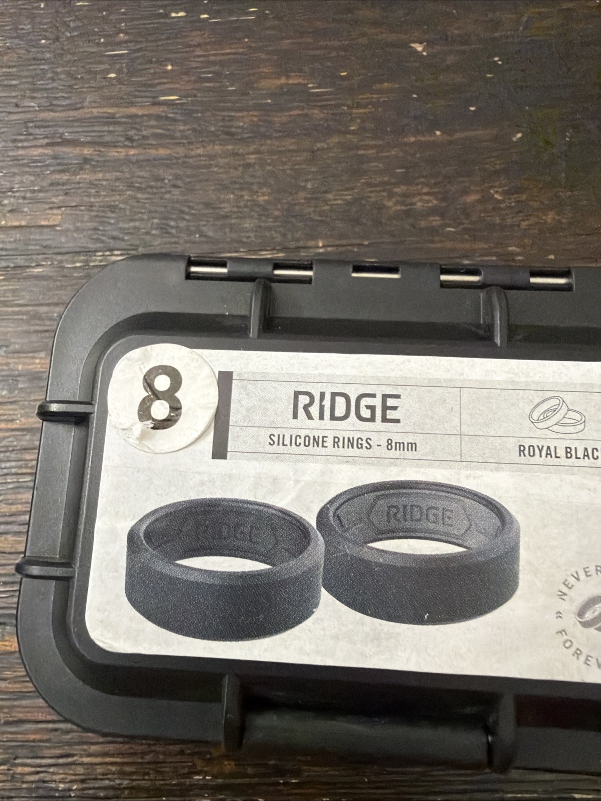 The Ridge Wallet 8MM SILICONE RING SET Royal Black Size 8 Black OPEN BOX NEW!