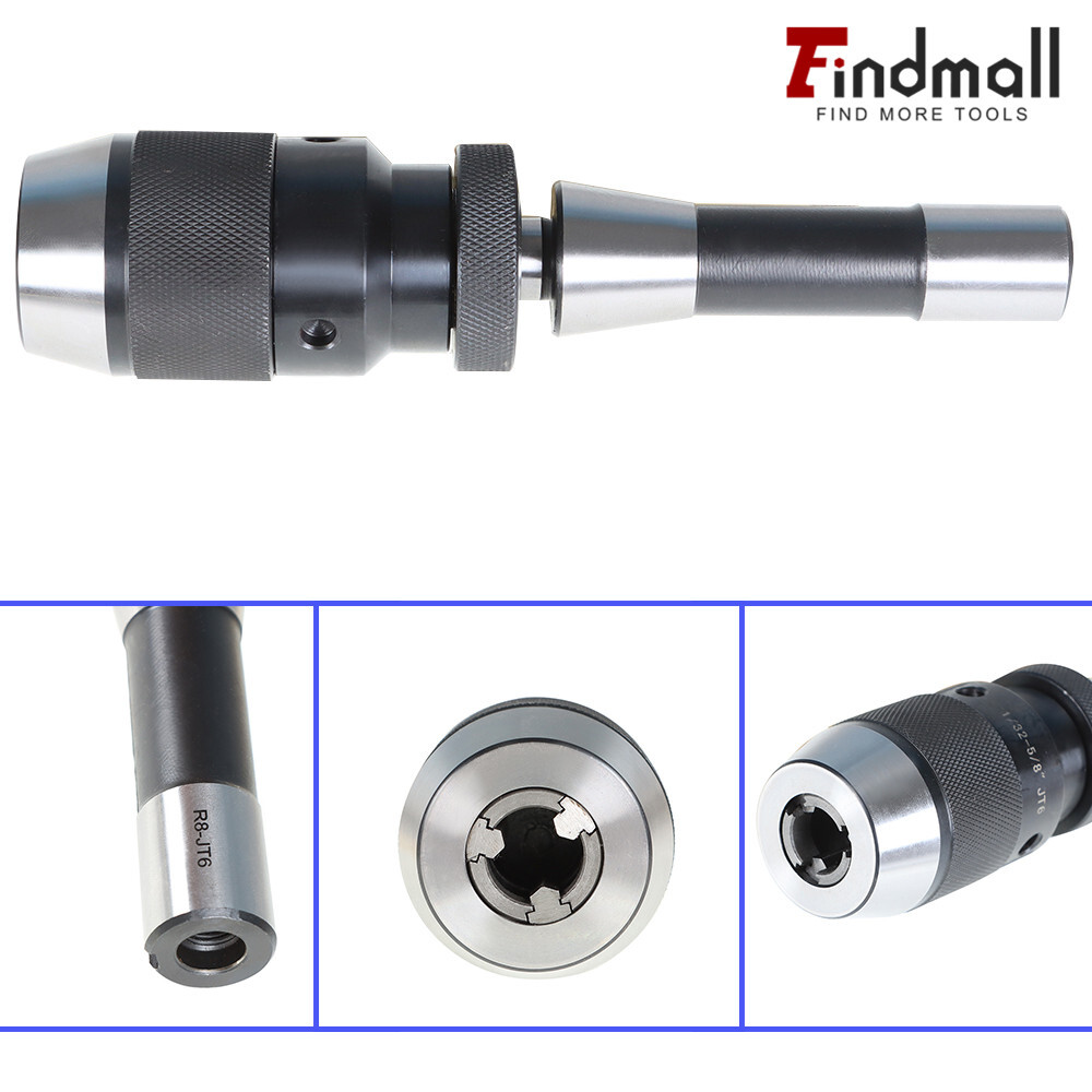1/32"- 5/8" Keyless Heavy Duty Drill Chuck JT6 Self Tighten W/R8 Shank Adapter