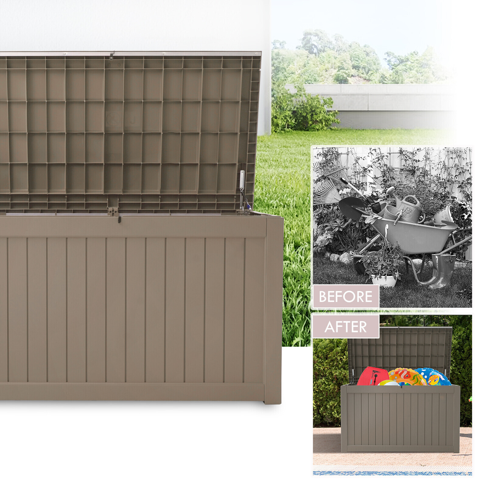 230 Gallon Deck Box Storage Outdoor Patio Chest Organizer Furniture Garden Bench