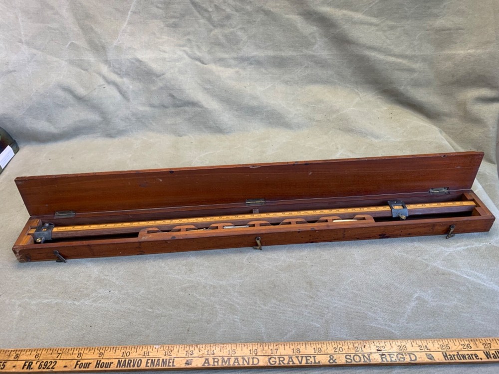 ANTIQUE 26" BEAM COMPASS ASTON MANDER 1917. NICE CASE