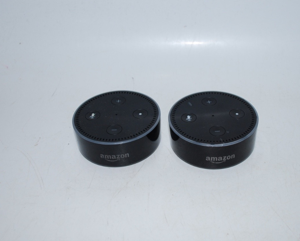 2× Amazon Echo Dot (2nd Generation) – Alexa Smart Speakers – No Power Cords