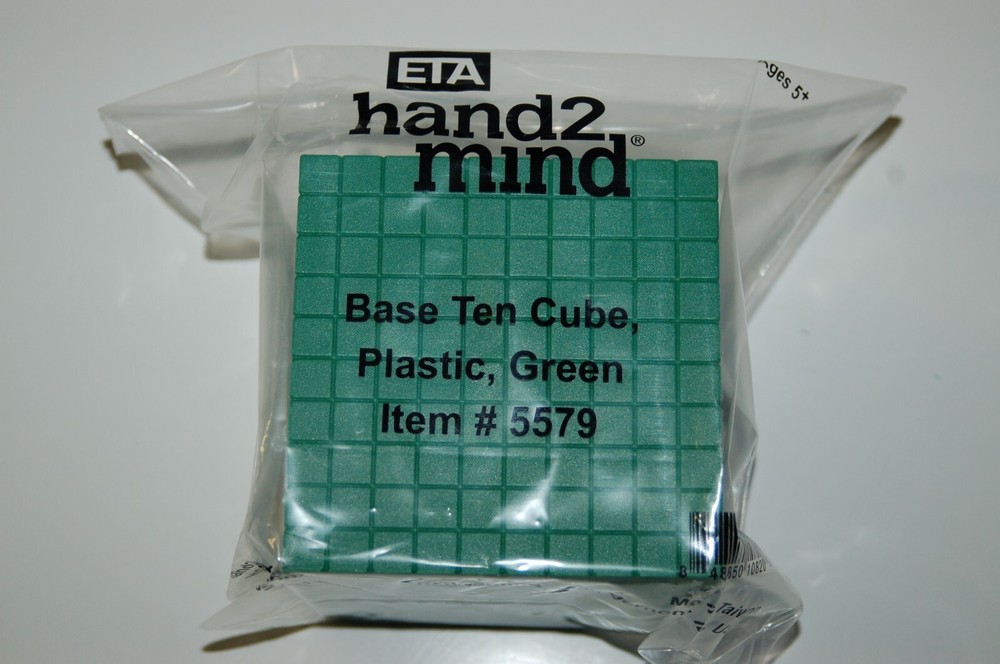 ETA hand2mind Base Ten Cube Plastic Item #5579 Green Teaching Manipulative