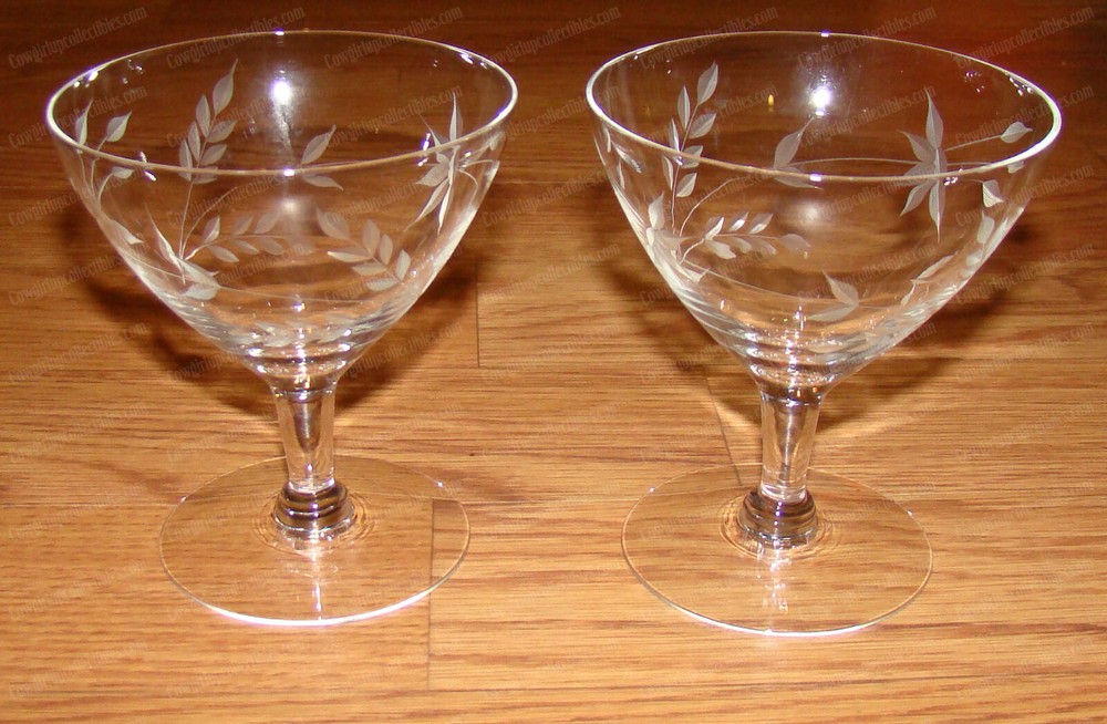 Miniature Etched Wheat CRYSTAL Stemware (2pcs) Cocktail, Wine...