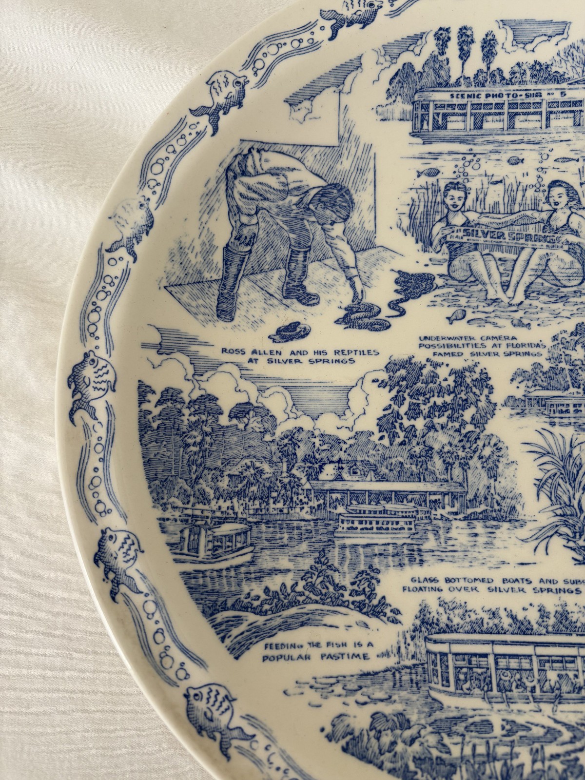 Silver Springs, Florida Rare Vintage Souvenir Plate By Vernon Kilns Exc. Cond.