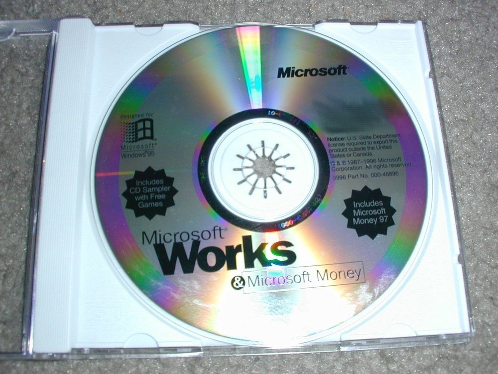 Microsoft Works 4.0 & Money 97 PC CD-ROM software for Windows 95 MS 1996