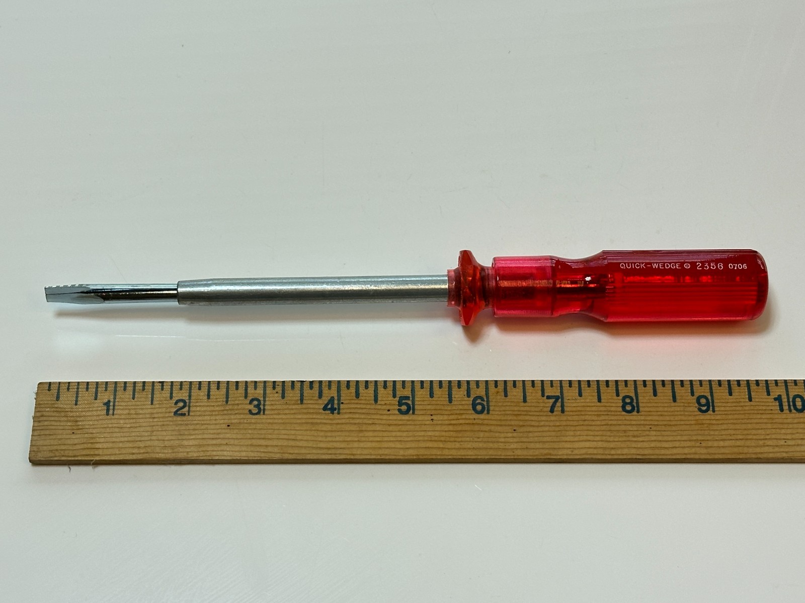 NEW Quick Wedge 10" Overall Length Screwdriver Red Plastic Handle Model 2356 NOS