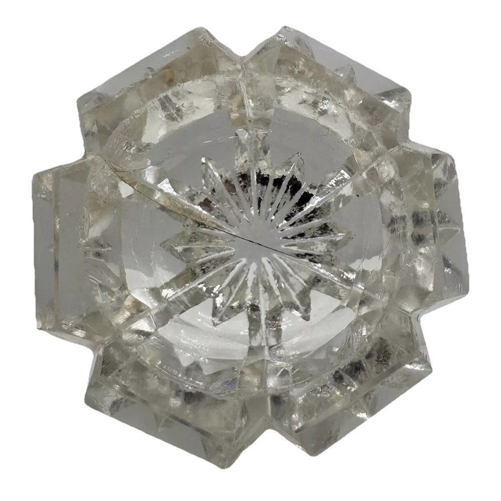 Antique 3 EAPG Notched Panel Hexagonal Open Salt Cellars Dips