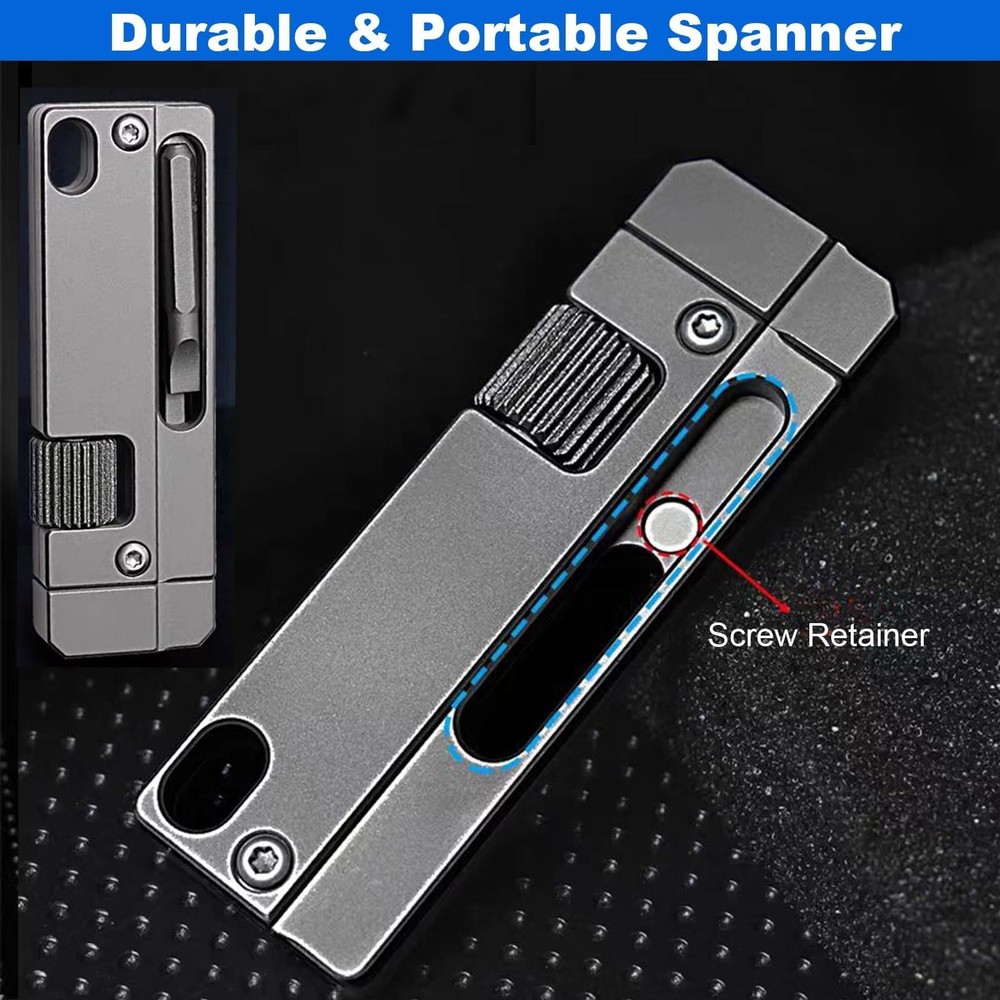 Titanium Keychain Wrench – Mini EDC Adjustable Spanner with Screwdriver, Pock...