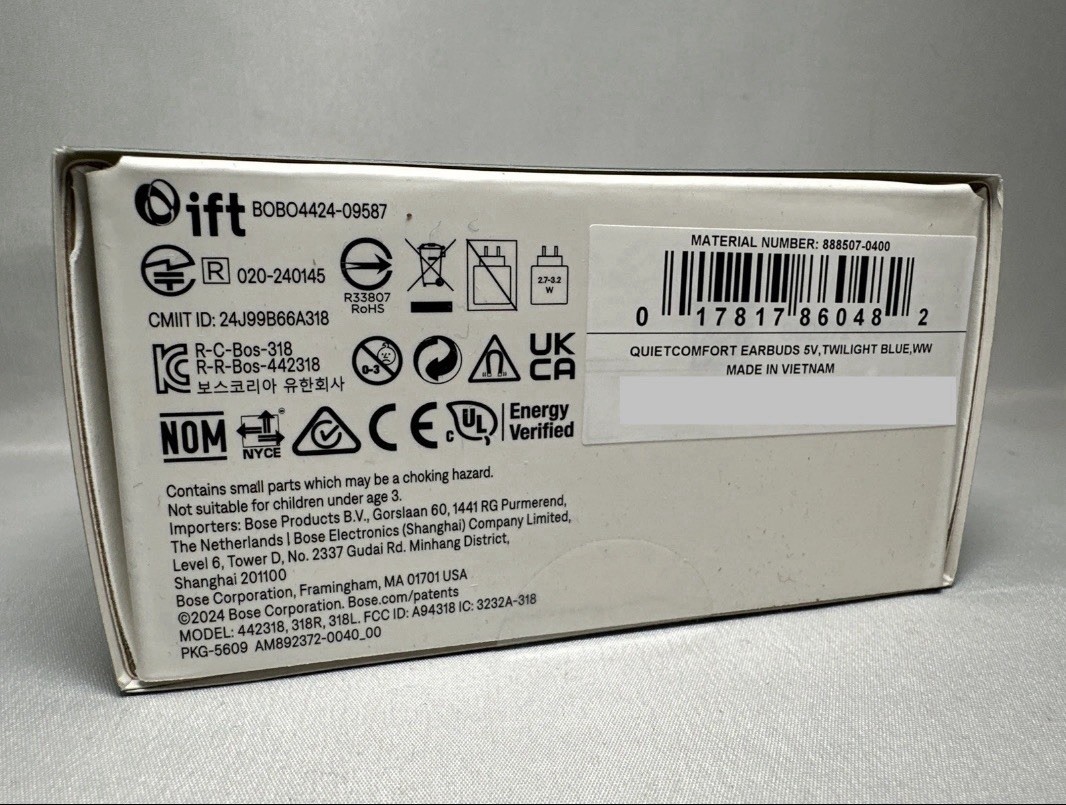 Bose QuietComfort EarBuds Noise Cancelling Bluetooth Earphones - Blue - SEALED!