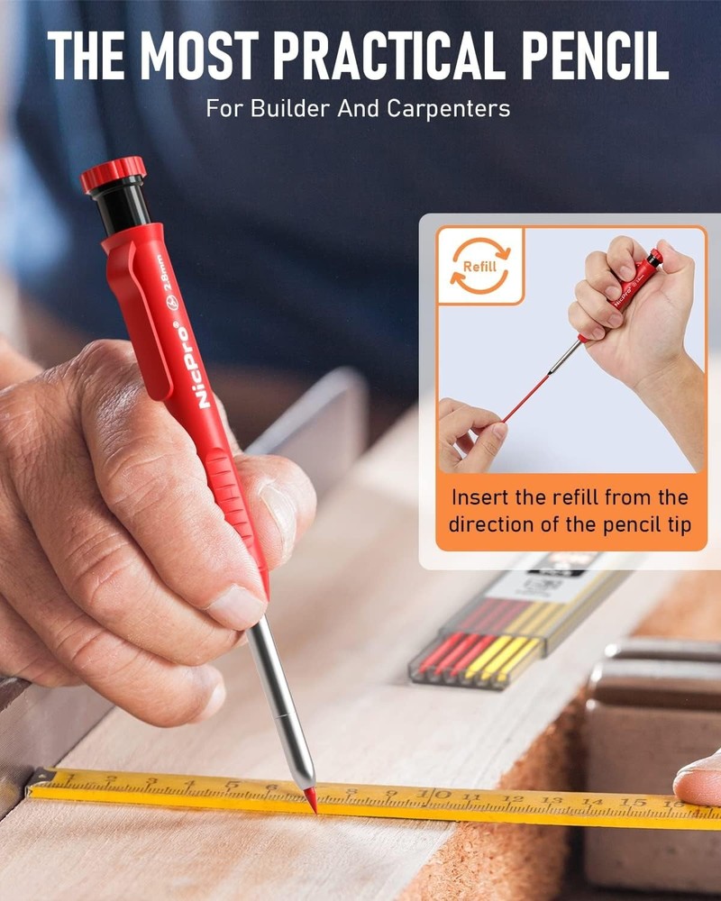 Professional Carpenter Pencil Set with Sharpener