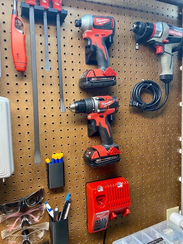 Cordless Tool Wall Mount for Pegboard - Universal Drill Holder - Workshop Organi