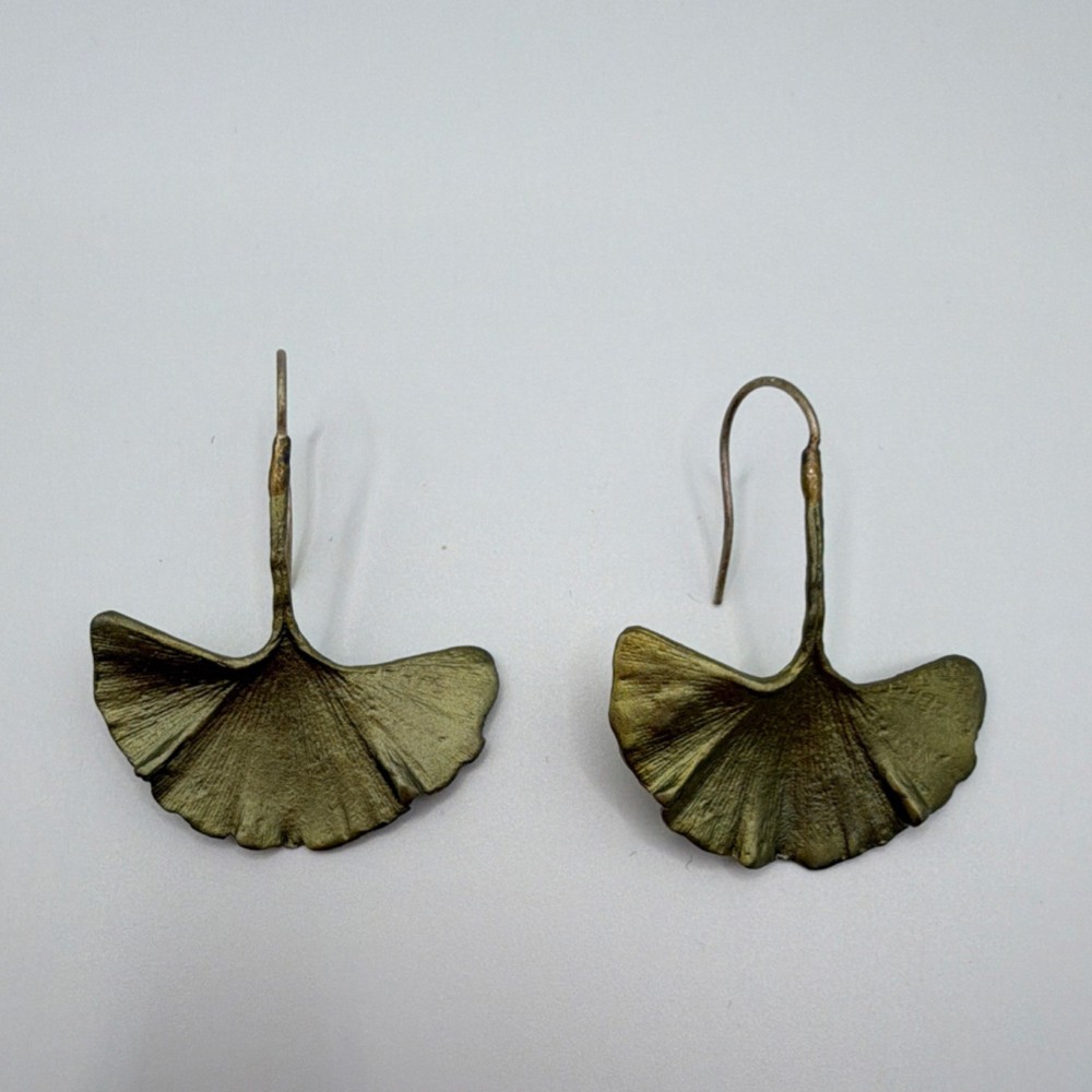 Michael Michaud Handcrafted Bronze Gingko Leaf Dangle/Drop Earrings- LAST PAIR!
