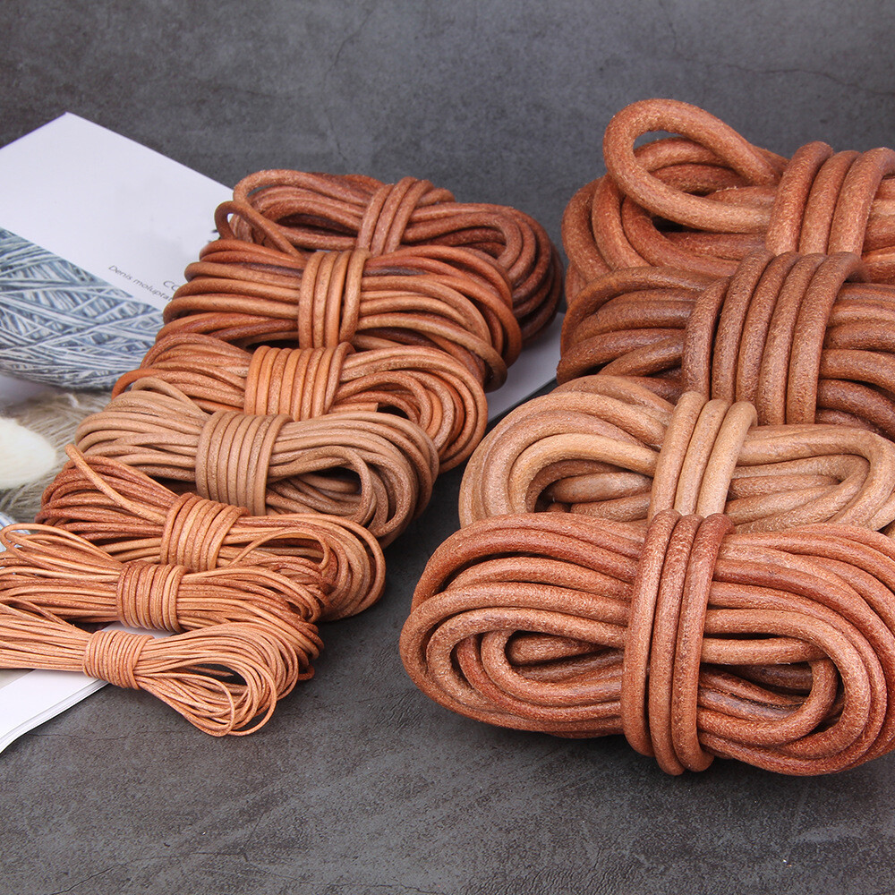 Round Cow Leather Cord Lace Rope Weave String for Necklace Bracelet Bag 16FT