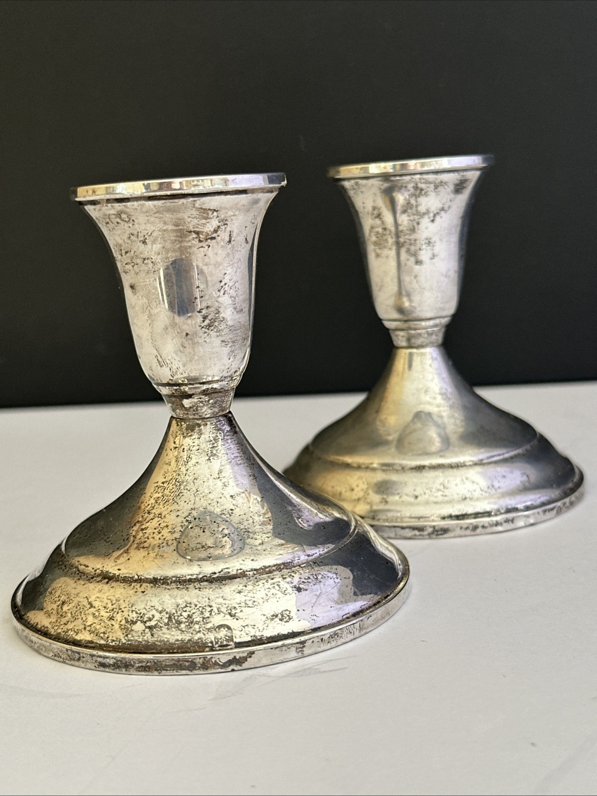 Pair Towel weighted Sterling Silver Candlesticks Candleholders Classic