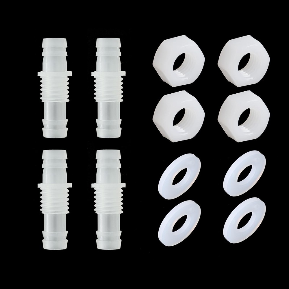 3/8" Hose Barb Thru-Bulk Bulkhead Fitting Hex Barbed Fitting Plastic Adapter ...
