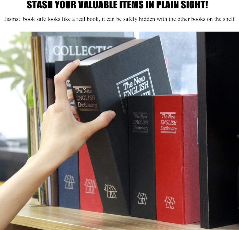 Elegant Black Dictionary Diversion Safe Lock Box with Key Control Security