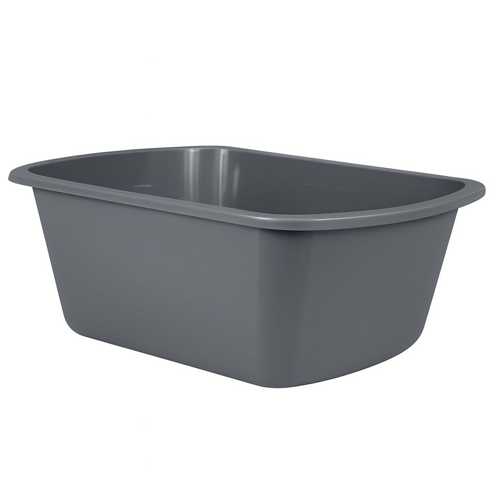 Vakly Wash Basins – Rectangular Plastic 7-Quart 1 Count (Pack of 1), Gray