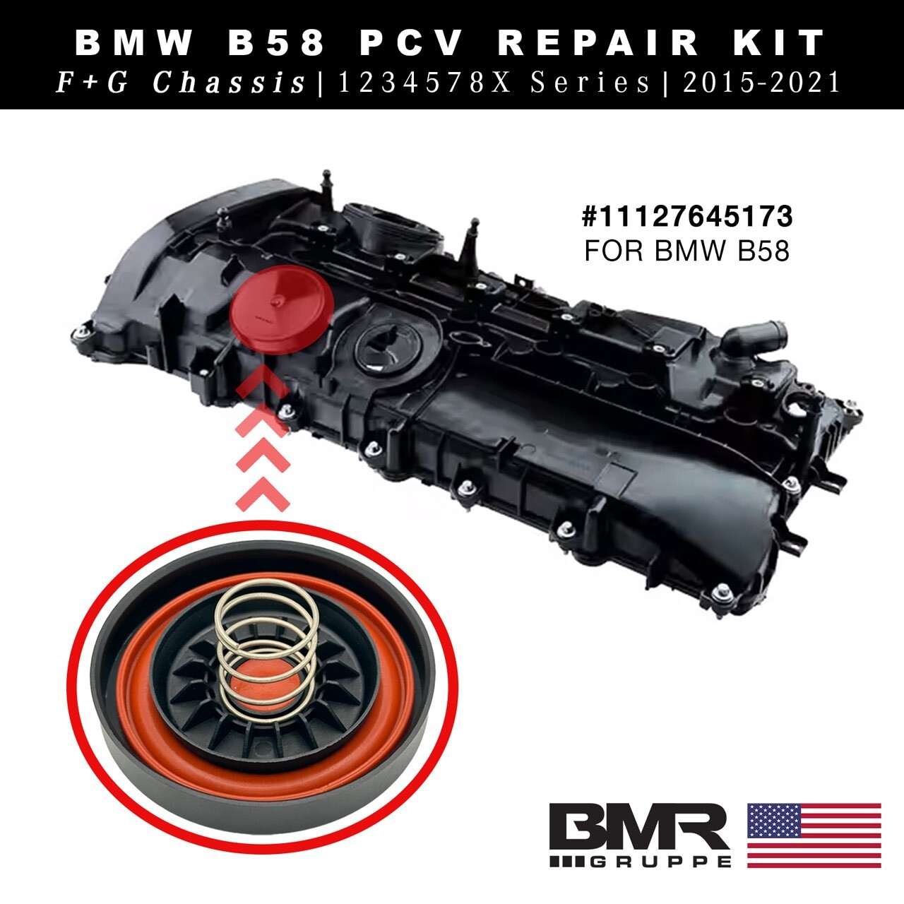 BMW B58 PCV Valve Cover Replacement Kit 1127645173 F32 G30 G01 G11 F30 F23 F22
