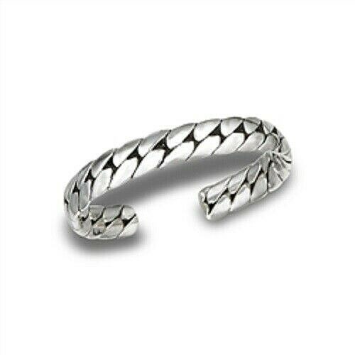 Size 4 Adjustable Sterling Silver Herringbone Toe - Midi Ring