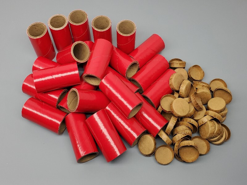 25 Fireworks Tubes & Caps Heavy Wall 1/4 Stick Red 1" x 2-1/2" x 1/8" 37mm