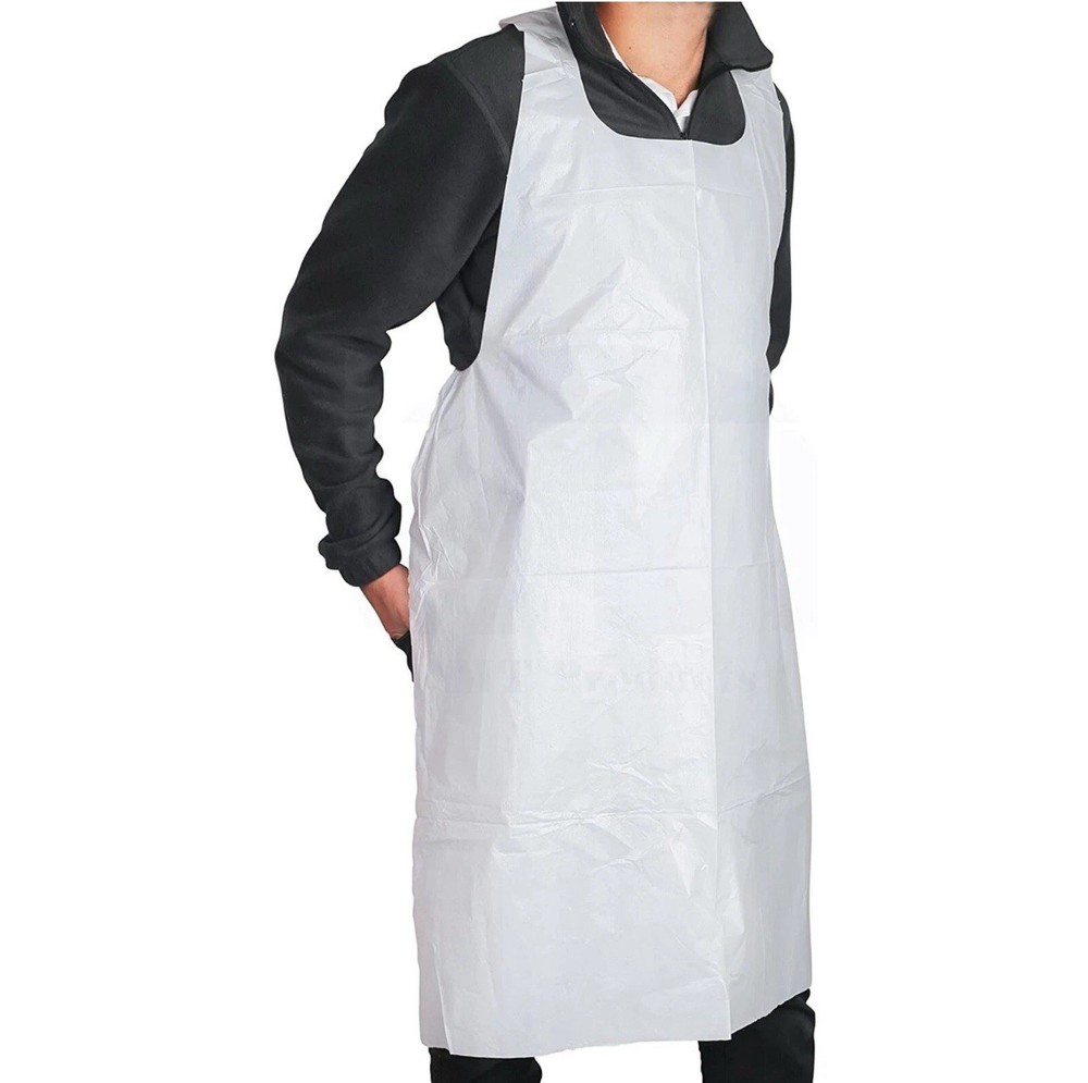 Title: Reversible White/Black Disposable Aprons Opaque Polyethylene 10 Pack + 3