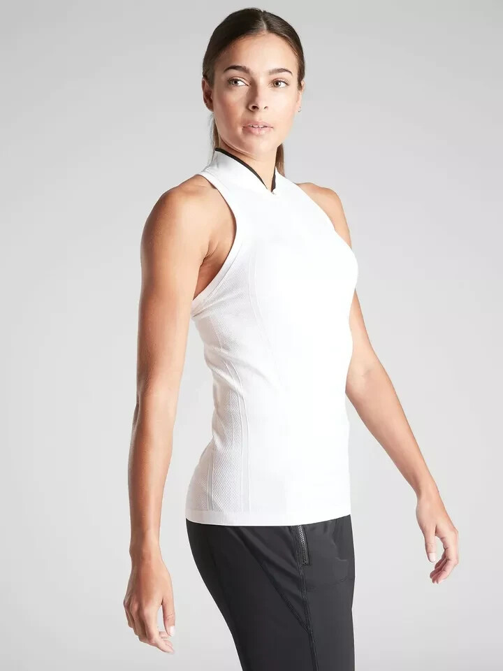 Athleta Momentum Polo Tank-White- Size S-NWOT