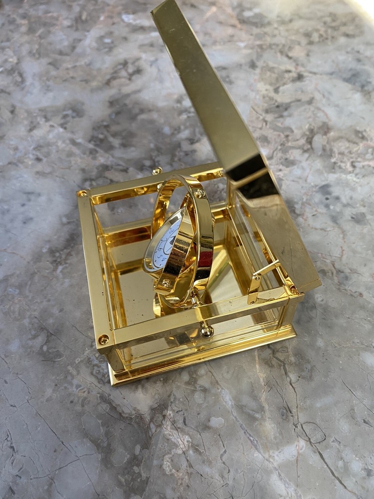 Bulova swivel Desk clock brass glass box