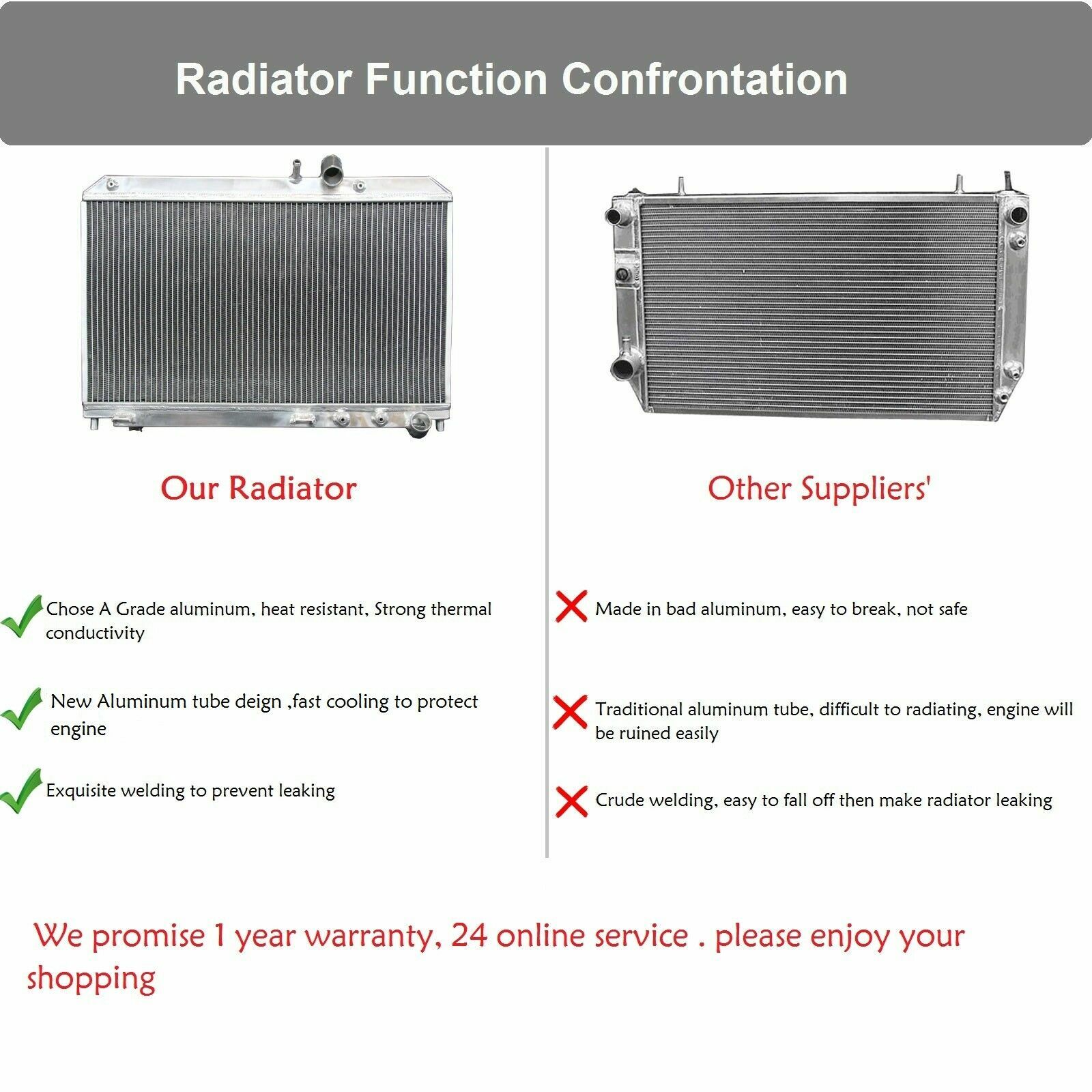 Aluminum Radiator Fit 1991-2002 Ford Escort  Mercury Tracer 1.8L 1.9L 2.0L L4 AT