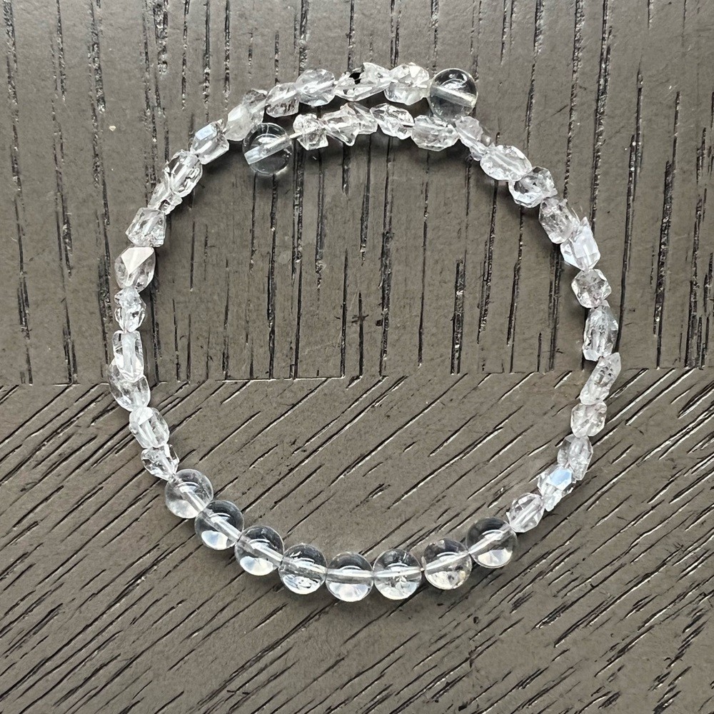 Herkimer diamond memory wire bracelet