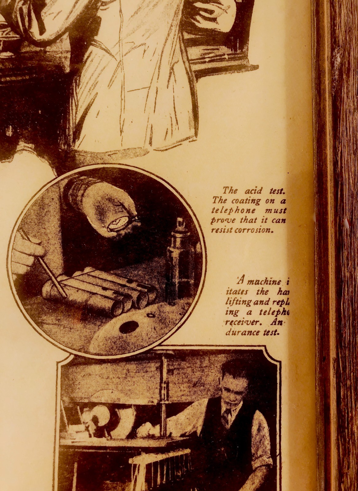 Vintage Early 1900's Western Electric Framed Advertising 4 Candlestick Telephone