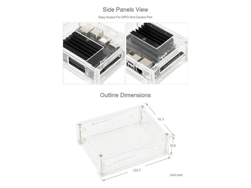 Acrylic Clear Case Enclosure Specialized for Jetson Nano 2GB Developer