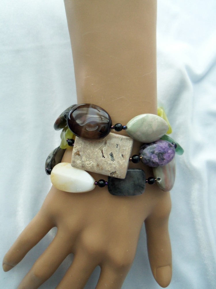 South Sun Mixed Shape & Size Multicolor Gemstone Stretch Bracelet