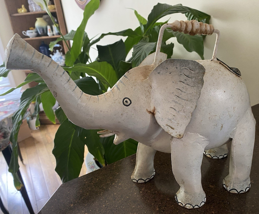 Rustic Metal Elephant Watering Can 15'' X 10''