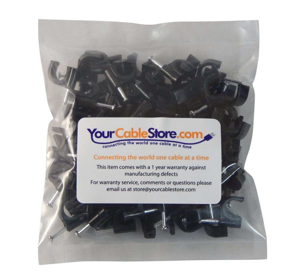 100 Pack Black / 8mm Rg6 Cable Clips