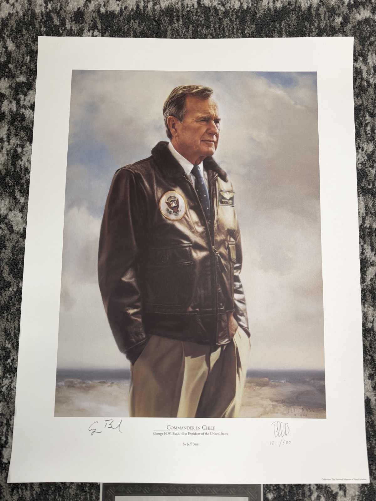 George W. H. Bush Signed "Commander in Chief Lithograph COA 18x24