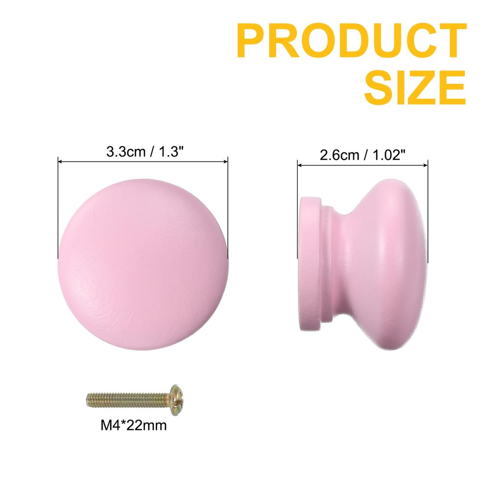 6Pcs Drawer Knobs, Round Dresser with Screw, Pink