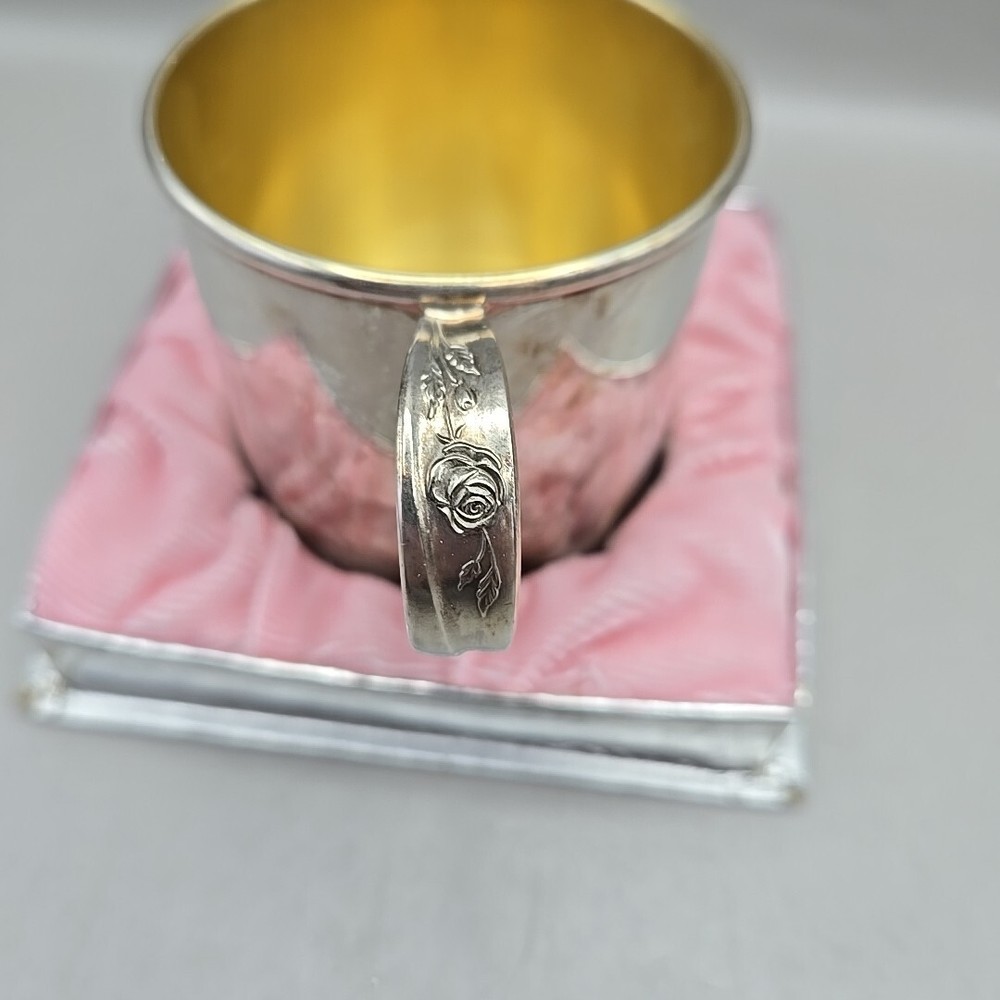 Oneida Community Silverplate Rose-Handle Small 2.5" Silver Cup In Original Box
