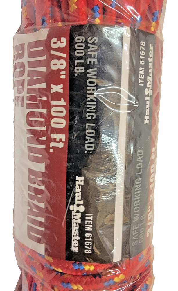 HAUL-MASTER Red Diamond Braid Rope 3/8"x100'