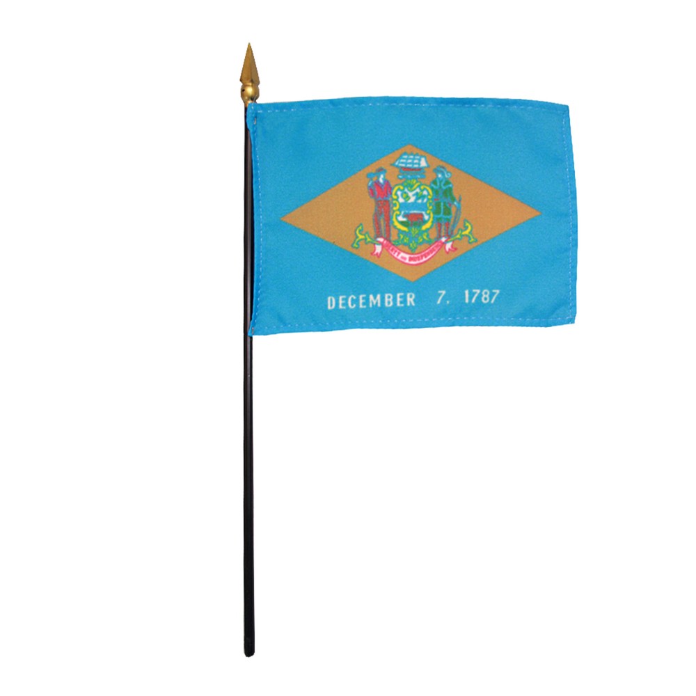 Delaware DE State Polyester Miniature Tabletop Desk Flag 4" X 6" (12 Pack)