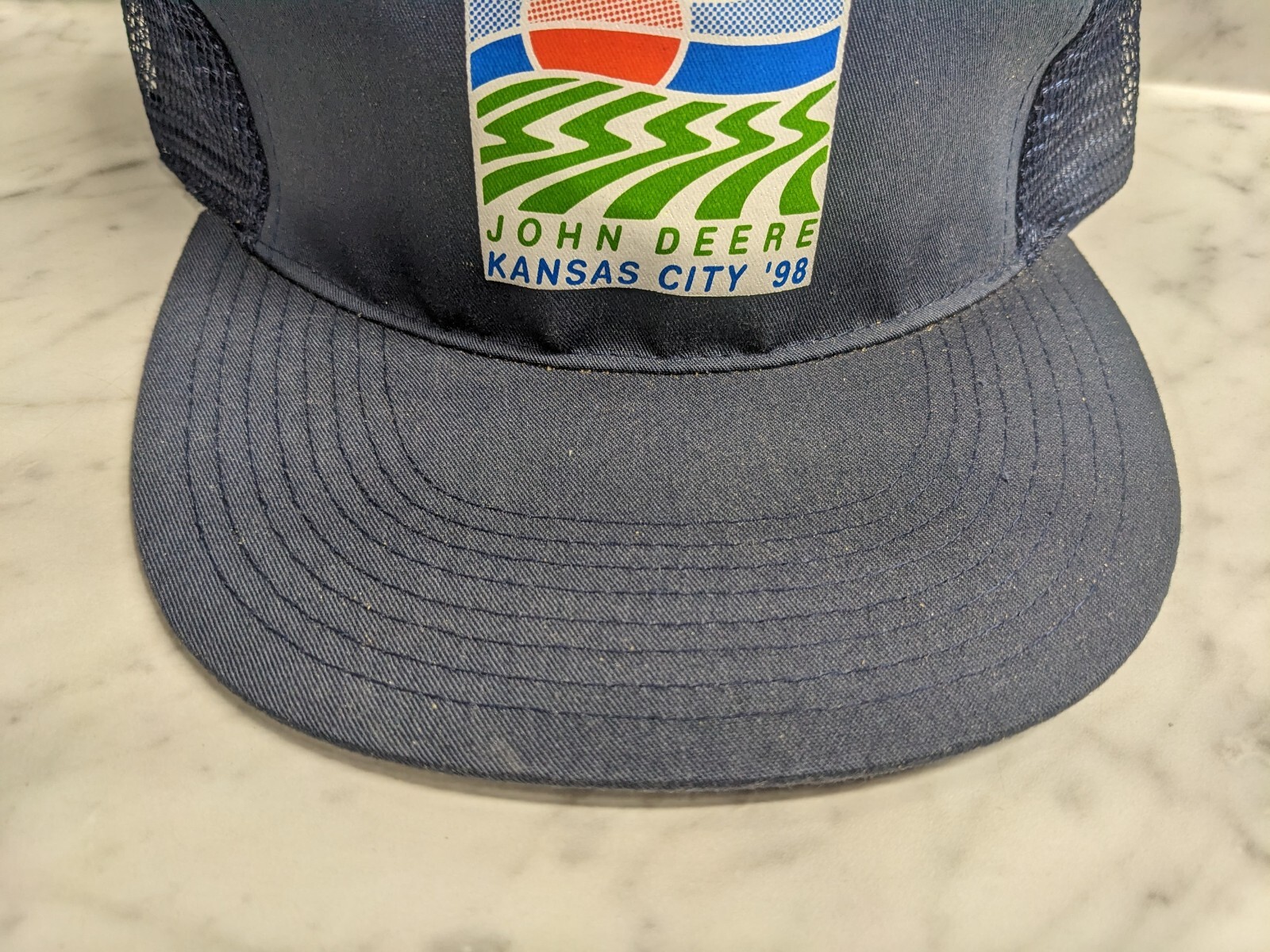 VINTAGE HAT CAP SNAPBACK TRUCKER JOHN DEERE JD KANSAS CITY 1998 NEW HORIZONS