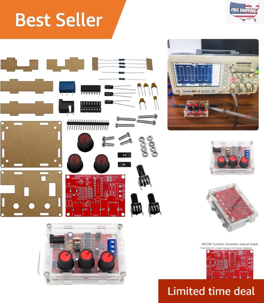 Compact 1Hz-1MHz Function Signal Generator Kit - High Precision for DIY Projects