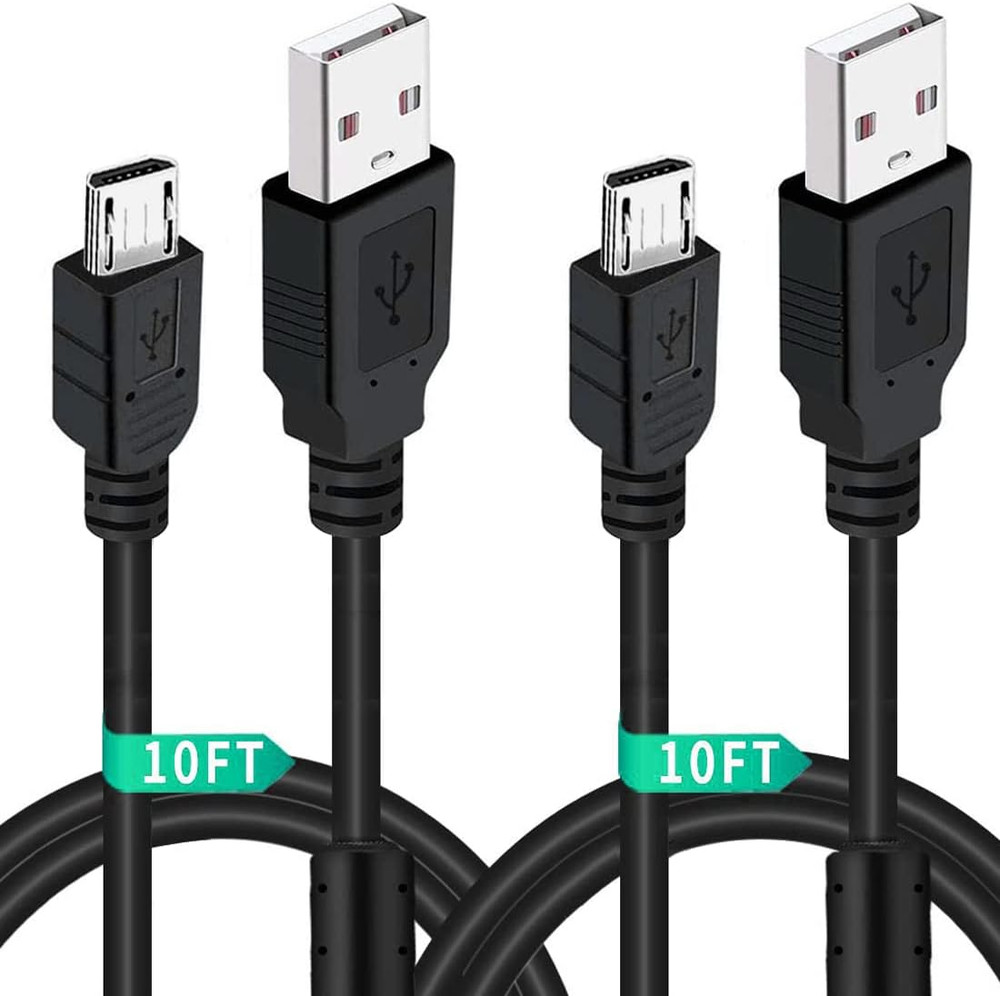 2 Pack 10FT PS4 DualShock 4 Controller Charger Charging Cable with Magnetic Ring
