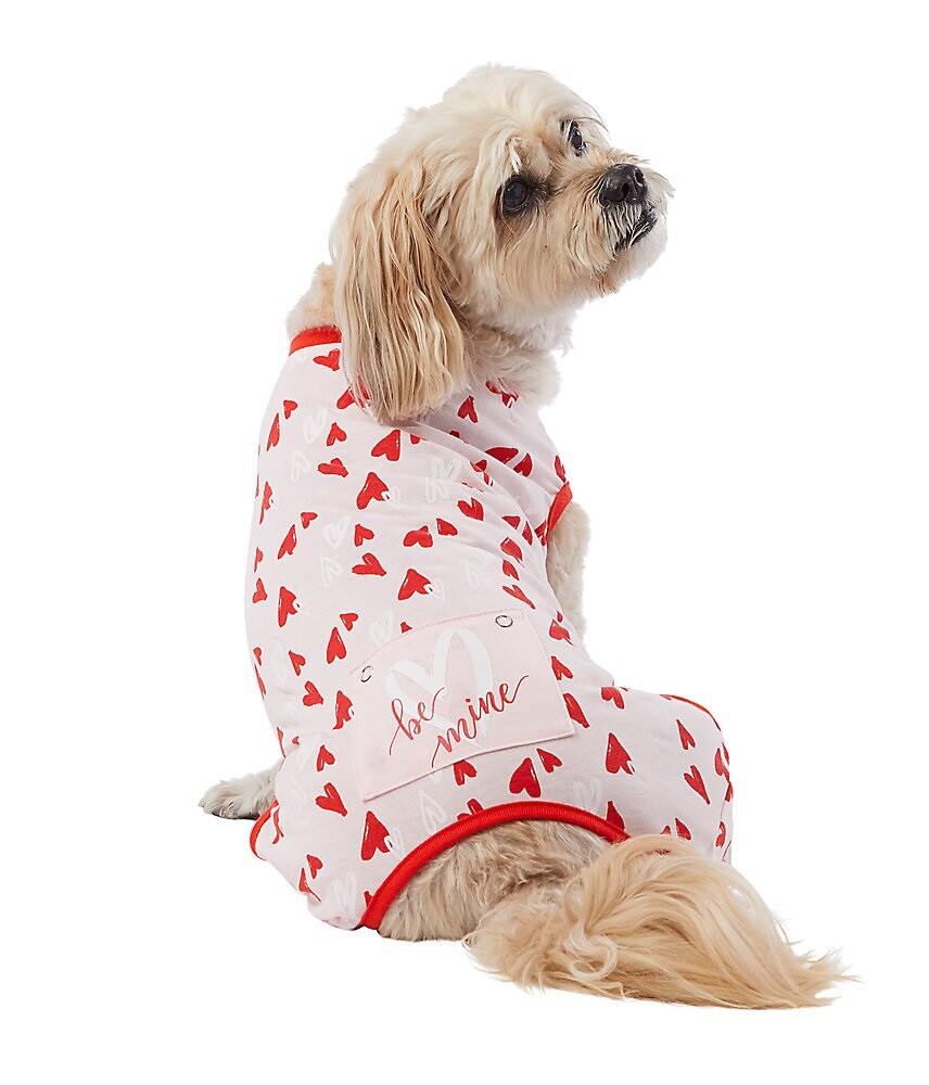 top paws Dog Valentine's Day one piece pajamas "Be Mine" Red hearts size x-small