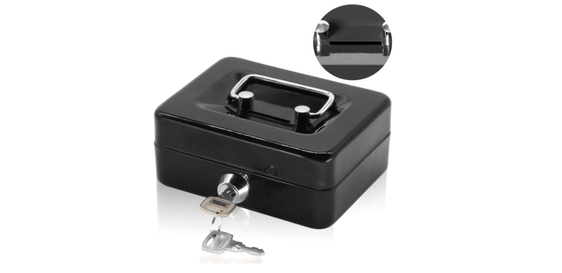 Small Fireproof Security Box Safe Chest Key Lock Money Document Cash Jewelry Gun
